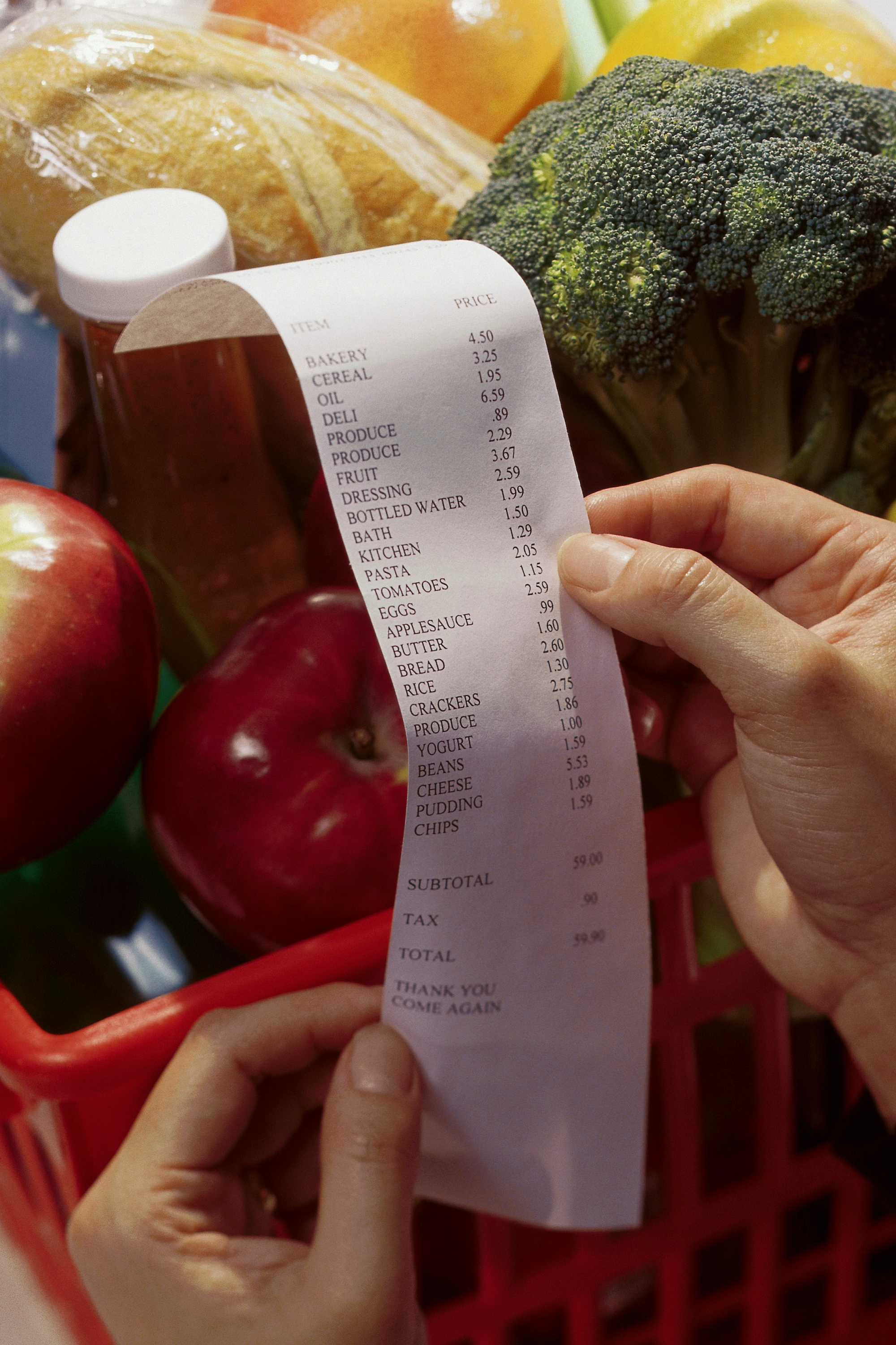 Photo of a grocery bill.